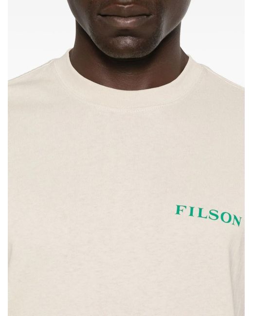 Filson White Printed Cotton T-Shirt for men