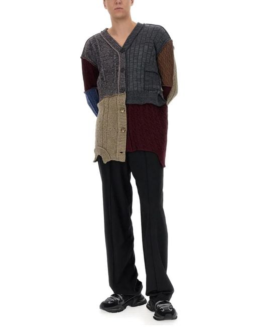 Dolce & Gabbana Gray Dolce & Gabbana Patchwork Cardigan for men
