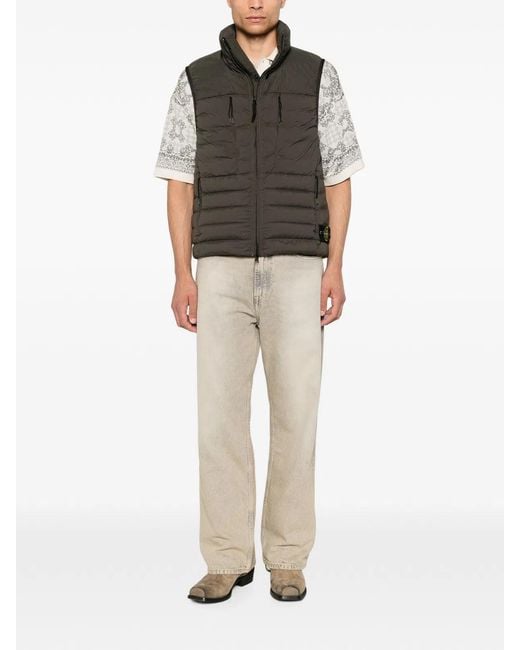 Stone Island Gray Quilted Badge Logo Vest for men