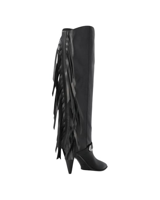 Pinko Black Leather Rubber Boots
