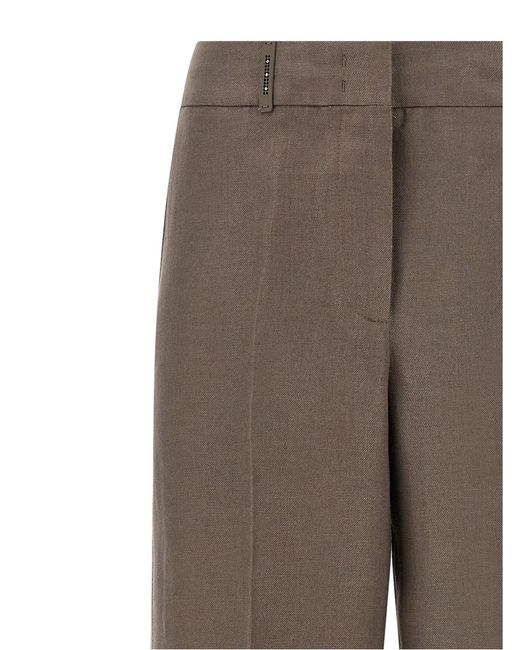 Peserico Brown Linen Trousers