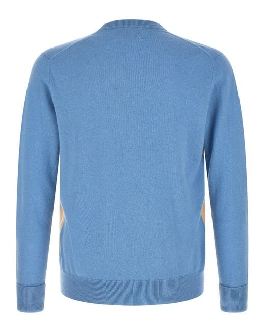 Ballantyne Blue 'Classic Diamond' Intarsia Sweater for men