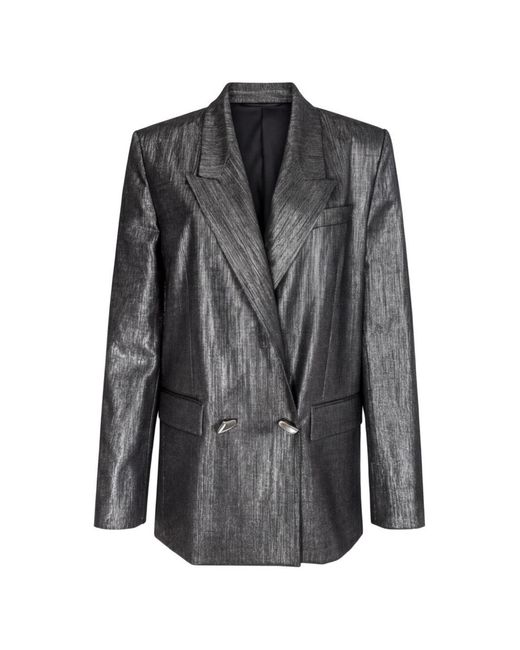 Pinko Black Charcoal Polyester Viscose Jacket