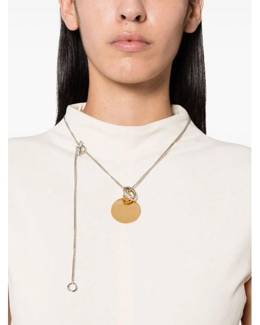 Jil Sander Metallic Medallion Pendant Necklace