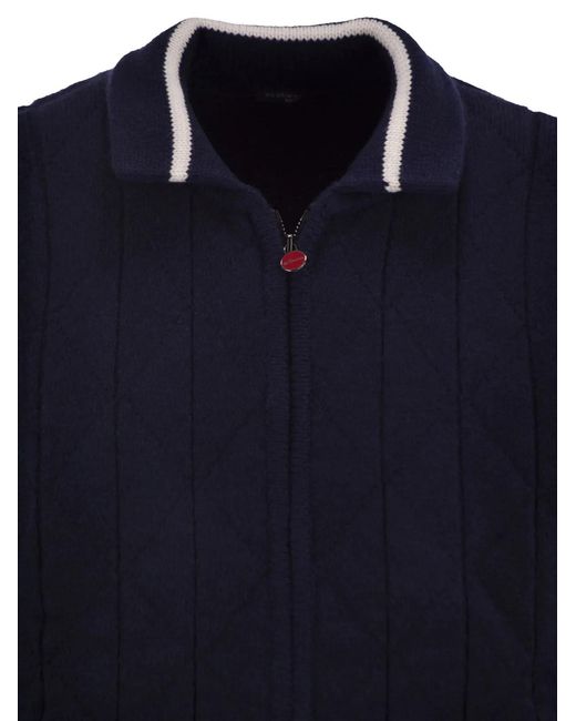 Kiton Blue Cashmere Bomber Jacket for men
