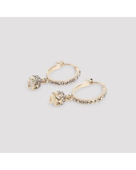 McQueen Metallic Tone Crystal Skull Earrings