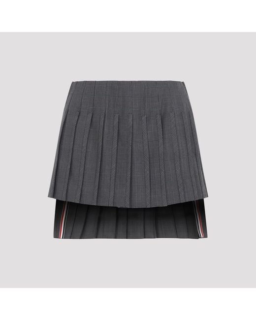 Thom Browne Gray Dark Low Rise Mini Narrow Pleated Skirt