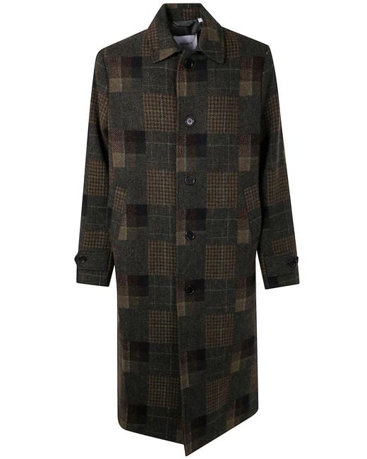 Les Deux Black "Maximilian" Patchwork Wool Coat for men
