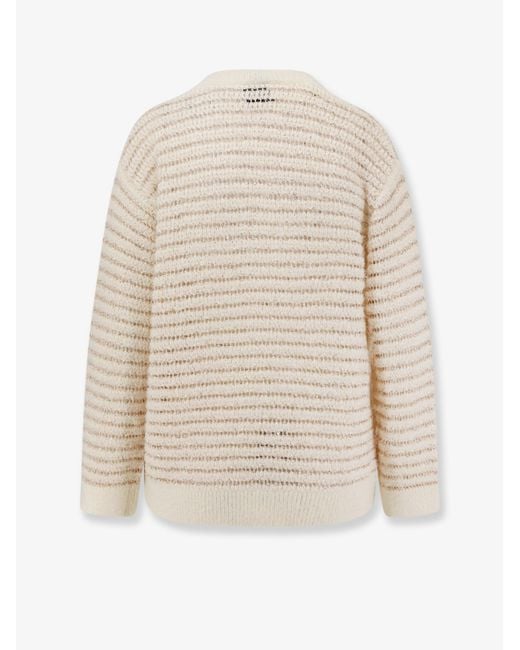 Nude Natural Wool Blend Sweater With Sequins