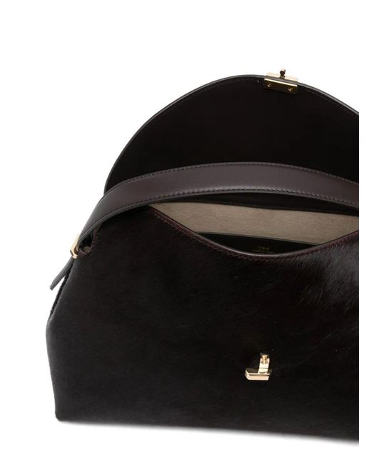 Totême  Black "T-Lock Pony Hair" Top Handle Bag