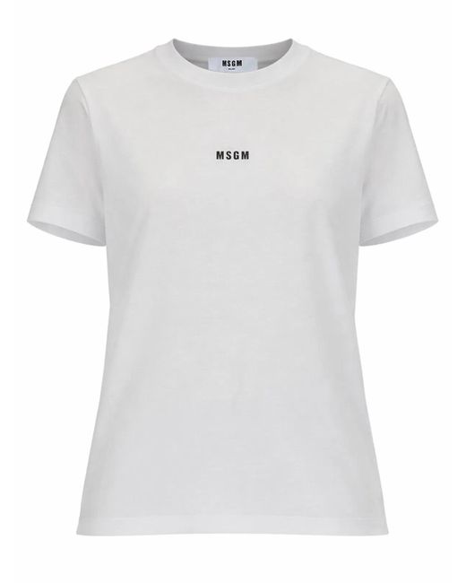 MSGM White T-Shirt Con Micro Logo