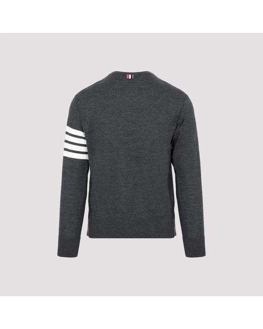 Thom Browne Black Wool 4-Bar Pullover for men