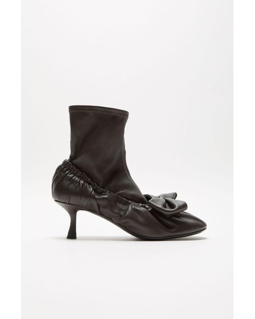 Acne Black Stivaletti Con Fiocco In Pelle