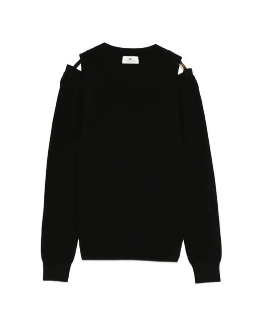 Elisabetta Franchi Black Knit Sweatshirt With Cut-Outs