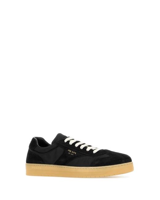 Prada Black Suede E Re-Nylon Sneakers for men