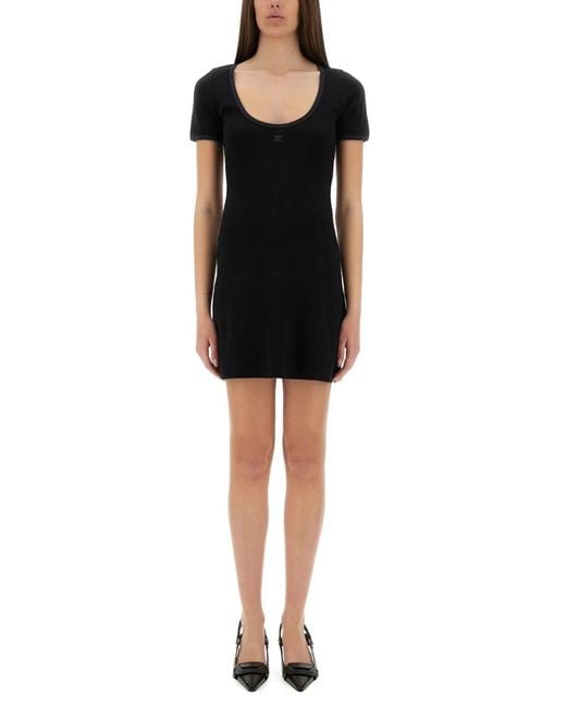 Courreges Black "Holistic Contrast" Mini Dress