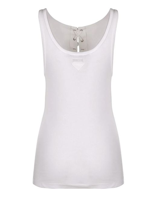 Prada White Cotton Tank Top