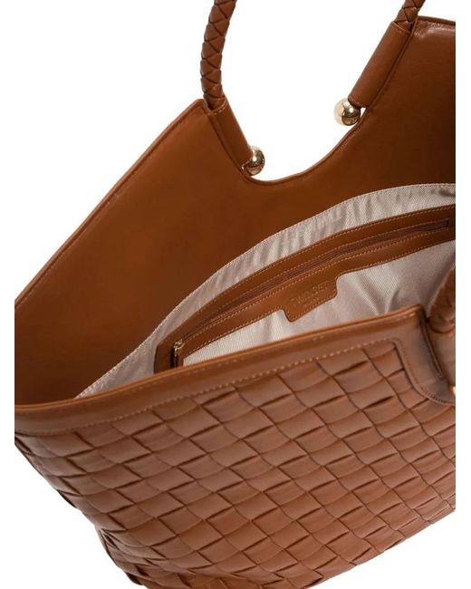 Twinset Brown Twinset Braided-Handle Tote Bag