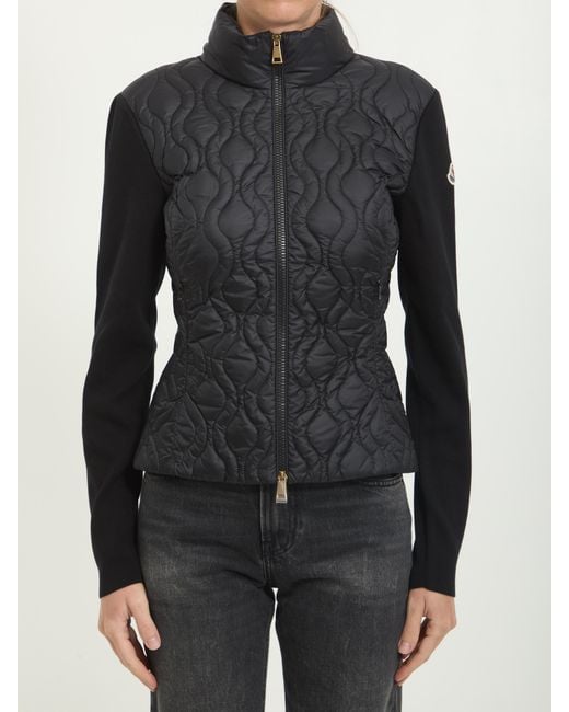 Moncler Black Quilted Zippered Sweater Jacket