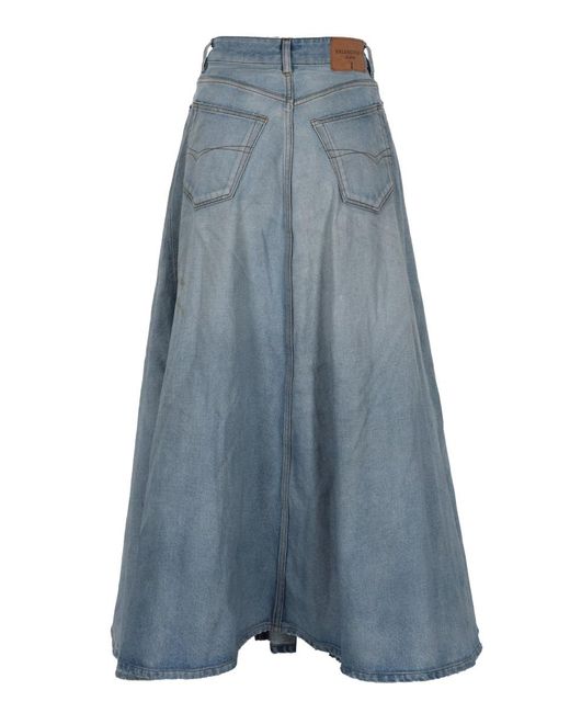 Balenciaga Blue Long "Godet" Skirt