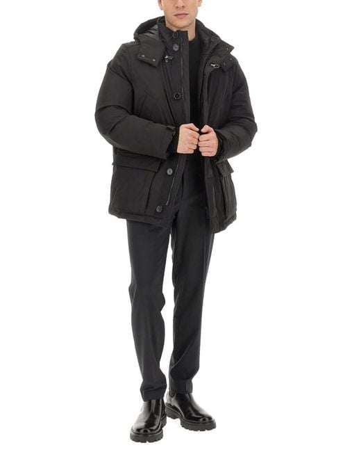 Fay Black Technical Fabric Caban for men