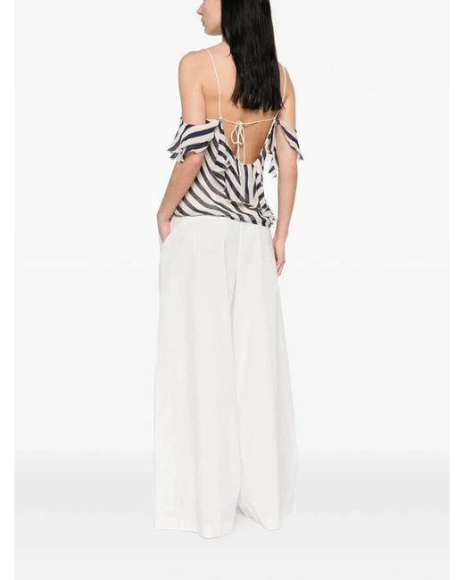 Self-Portrait Blue Stripe Georgette Top