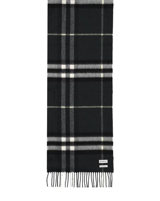 Burberry Black Cashmere Check Scarf for men