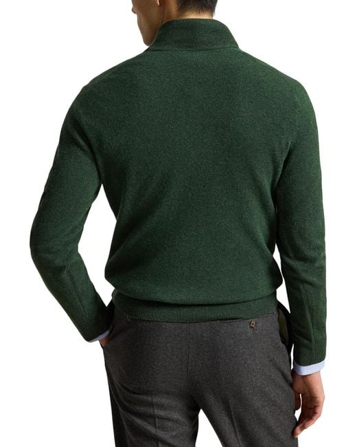 Polo Ralph Lauren Green Pony-Embroidered Quarter-Zip Sweater for men