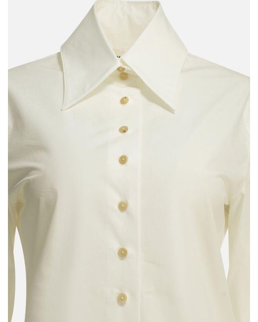 Khaite Natural Ivy High Neck Chalk Shirt