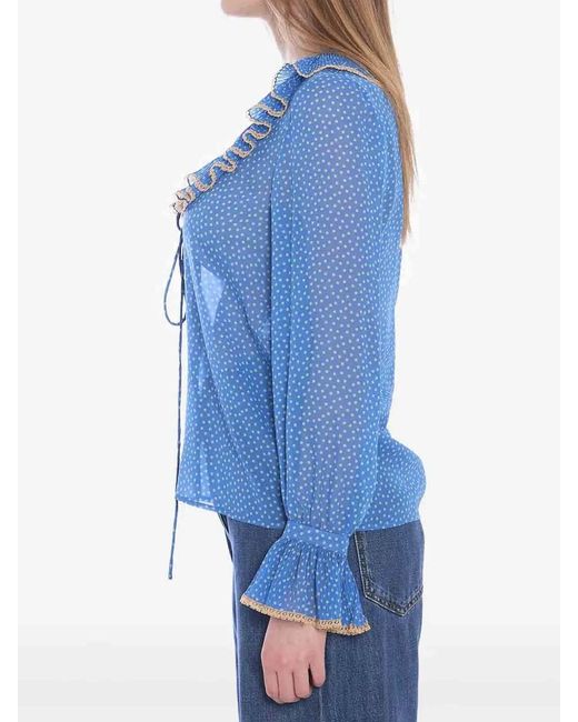 Valentino Garavani Blue Silk Blouse