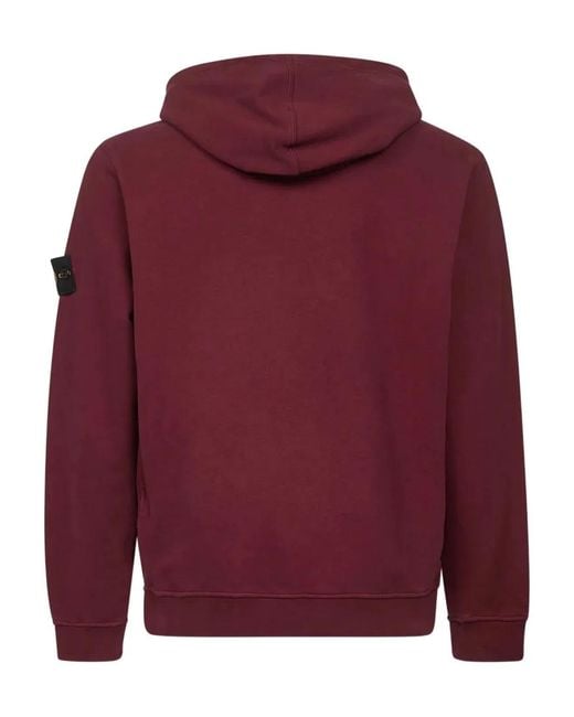 Stone Island Red Hoodie With Kangaroo Pocket for men