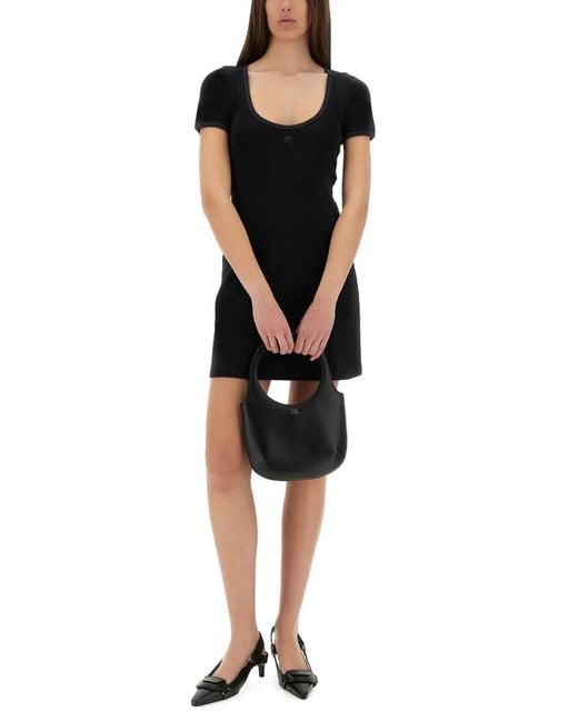 Courreges Black "Holistic Contrast" Mini Dress