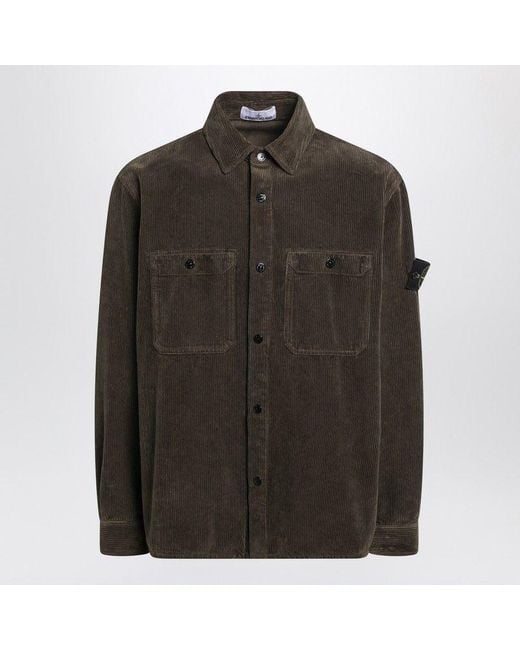 Stone Island Black Military Corduroy Shirt for men