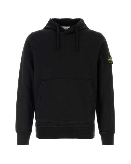 Stone Island Black Hoodie Sweater for men