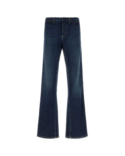 Gucci Blue Denim Flared Web Stripe Jeans for men