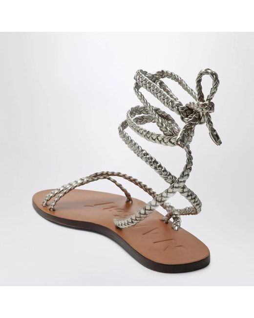 Manebí Metallic Platinum Leather Sandals