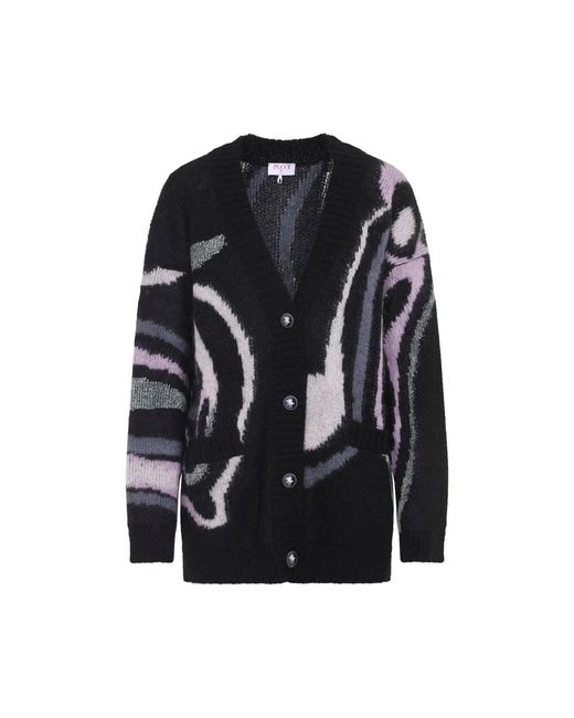 Emilio Pucci Black Embroidered Mohair Blend Oversize Cardigan