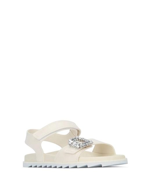 Roger Vivier White Slidy Viv Strass Sandal 25
