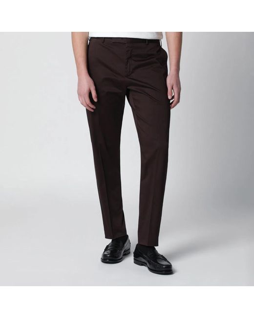 PT01 Brown Cottonblend Trousers for men