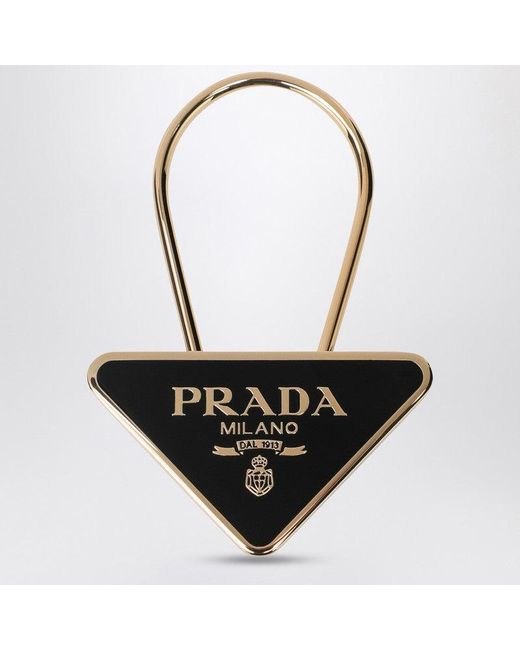 Prada Black Enamelled Metal Key Ring