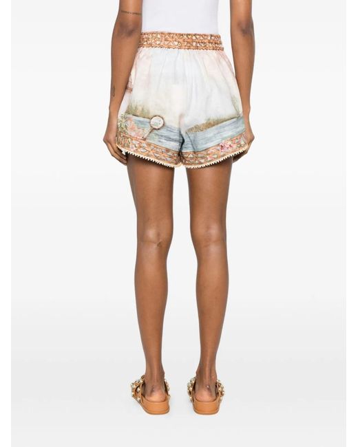 Zimmermann White Mahon Linen Shorts