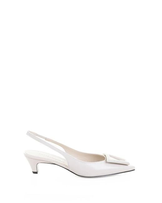 Roberto Festa White Pointed Slingback Pump