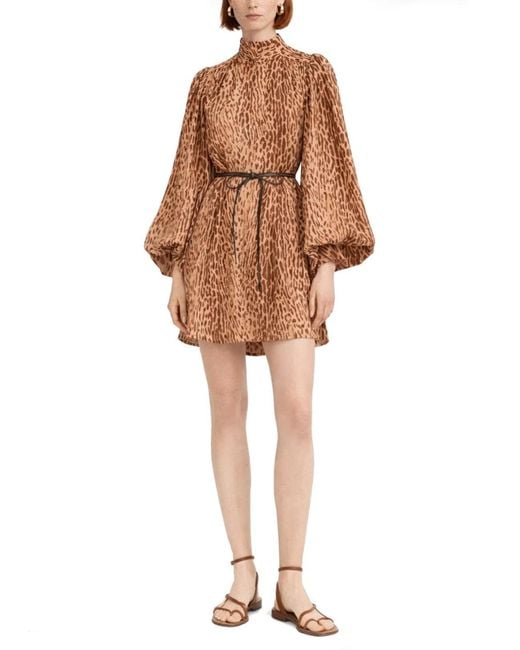Zimmermann Natural Animal Print Mini Dress