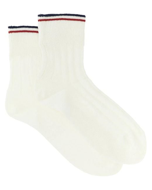 Brunello Cucinelli White Striped Socks