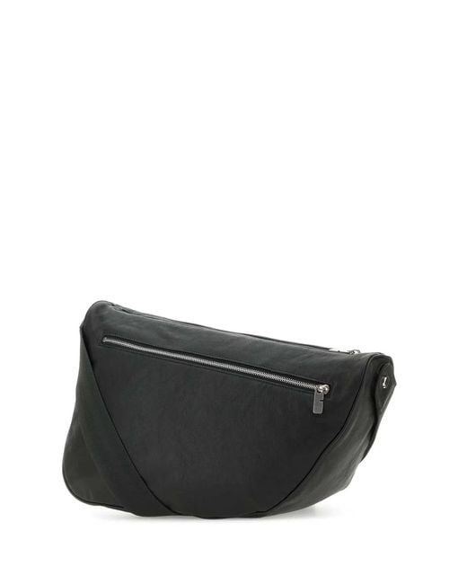 Burberry Black Slate Leather Large Shield Crossbody Bag for men
