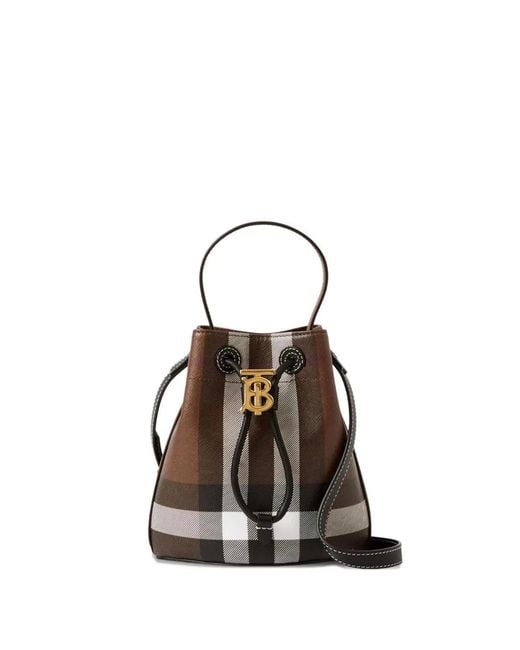 Burberry White Mini Check Bucket Bag