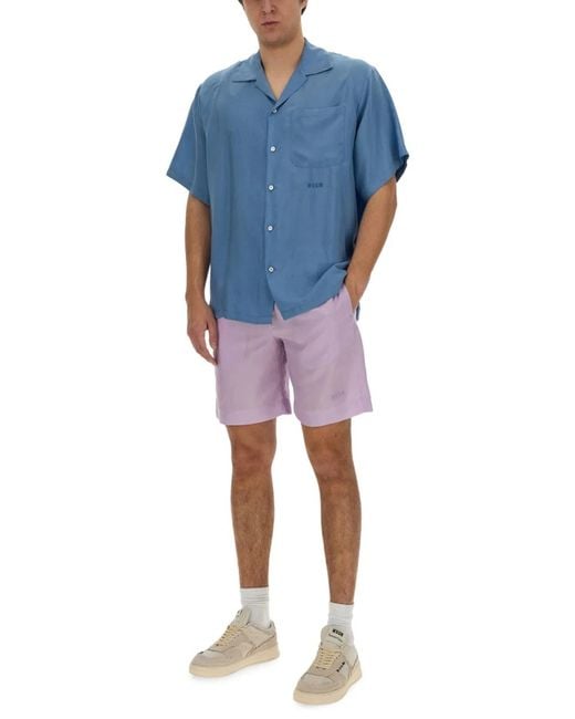 MSGM Purple Short With Logo for men