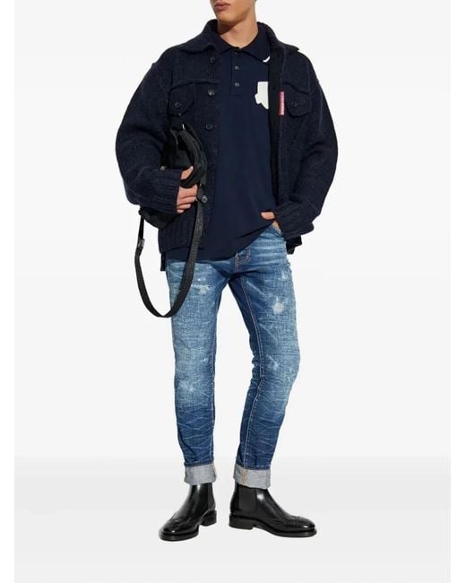 DSquared² Blue Knit Jean Jacket for men