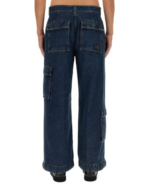 Gucci Blue Denim Pants With Label for men