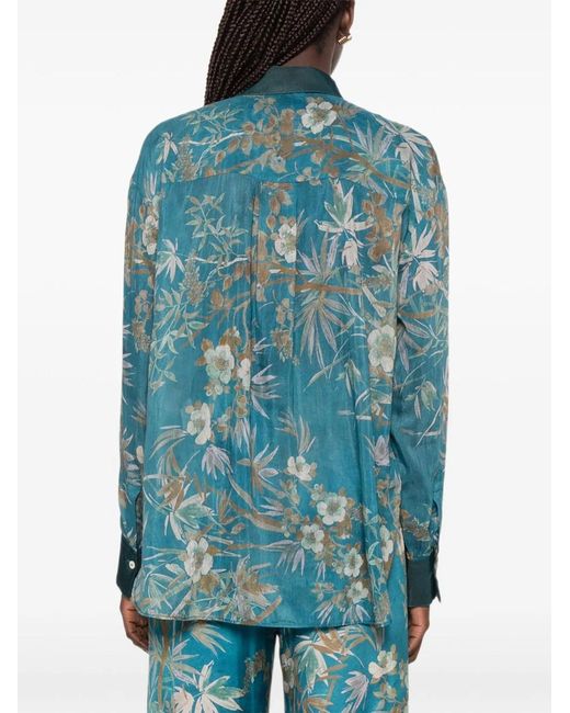 Forte_forte Blue Cotton And Silk Printed Shirt